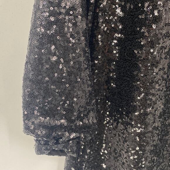 Tyler Boe Porter Dress Sequined V Neck Balloon Sleeves Mini Black Womens Small - Picture 4 of 10